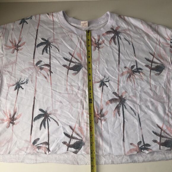 Secret Treasures Short Sleeve Cropped Sweatshirt T-Shirt Womens 2X Palm Trees - Picture 12 of 13
